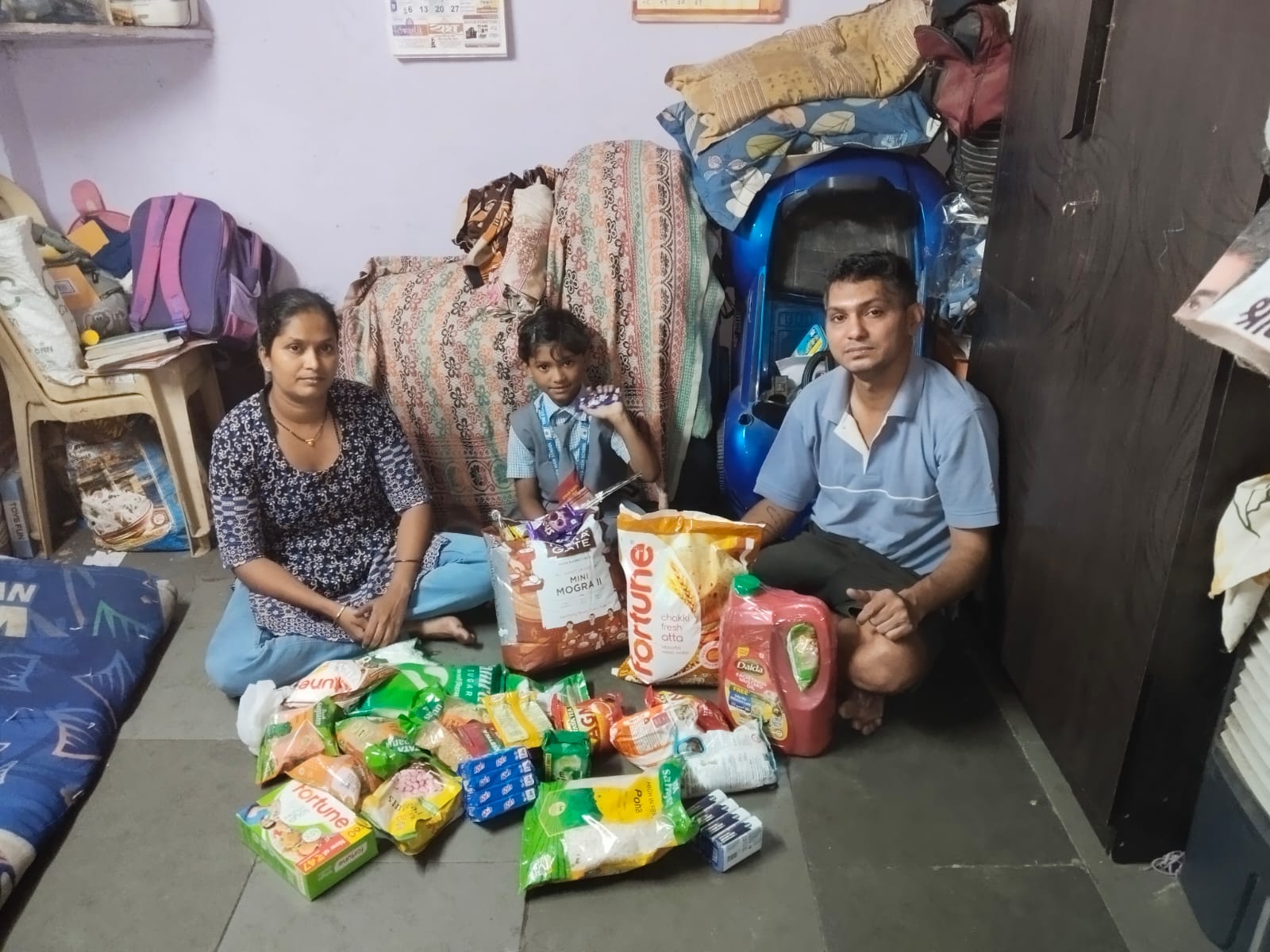 Ration kit delivered to a family at home