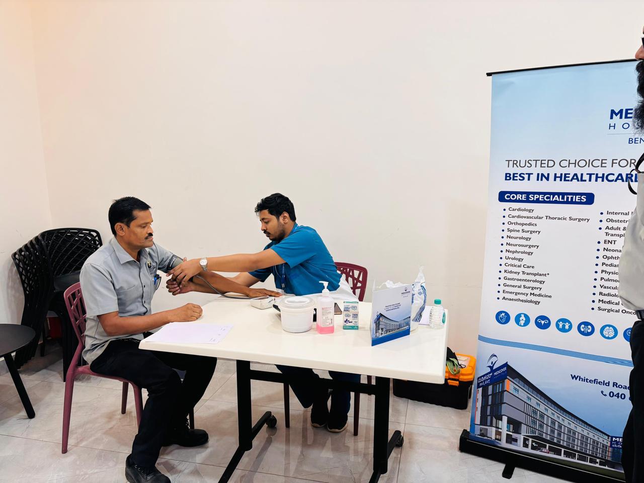 Free medicine distribution at a community camp
